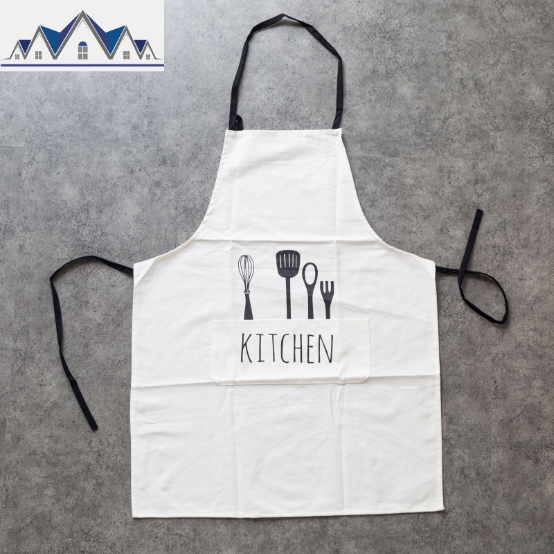 风尚 北欧餐具图案围裙简约棉厨房做饭围裙家居无袖工作服 三维工匠高清大图