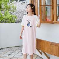 猫人睡裙女夏季薄款睡衣长款可爱卡通少女宽松夏天女款