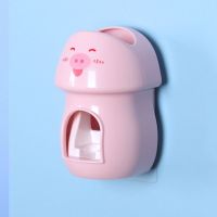 [猪猪侠]挤牙膏器[粉色] 儿童牙刷置物架卡通创意壁挂可爱牙刷架免打孔自动挤牙膏神器套装