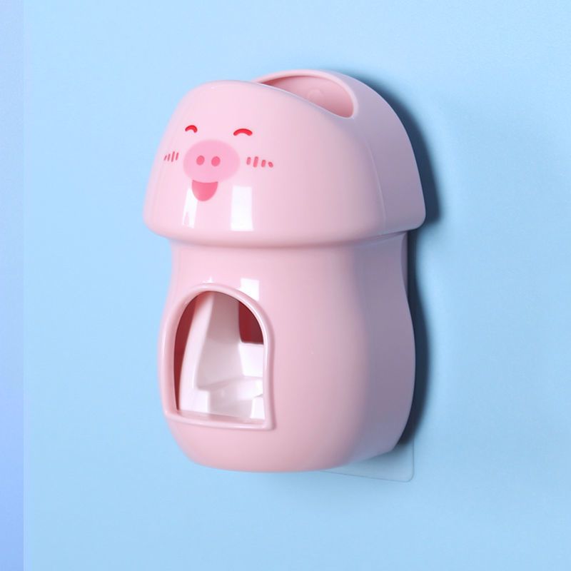 [猪猪侠]挤牙膏器[粉色] 儿童牙刷置物架卡通创意壁挂可爱牙刷架免打孔自动挤牙膏神器套装