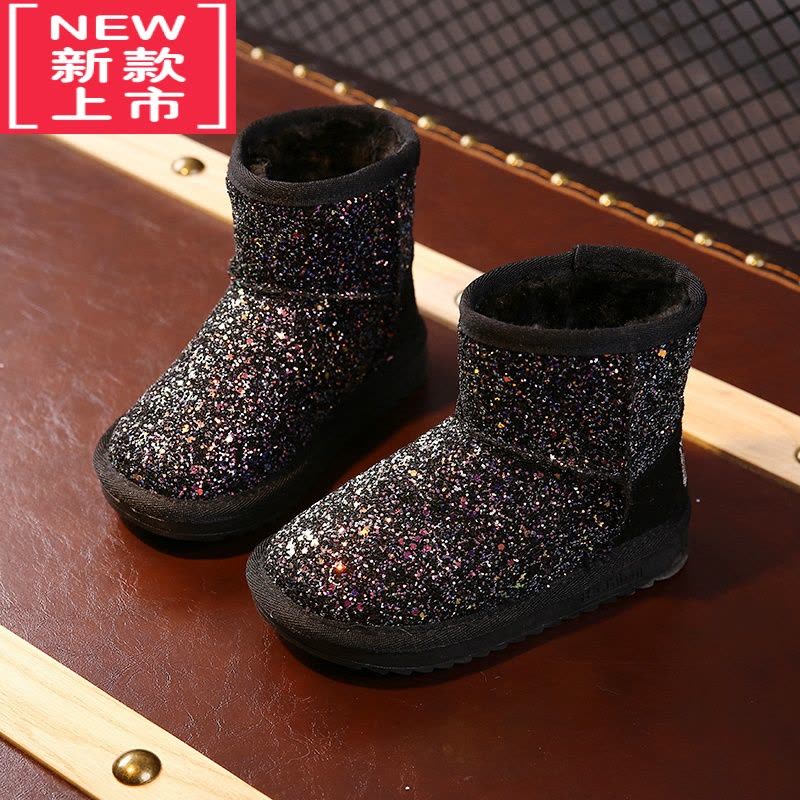 可莉允儿童雪地靴2022新款秋冬季女童防滑保暖加绒加厚棉靴短靴公主鞋子图片