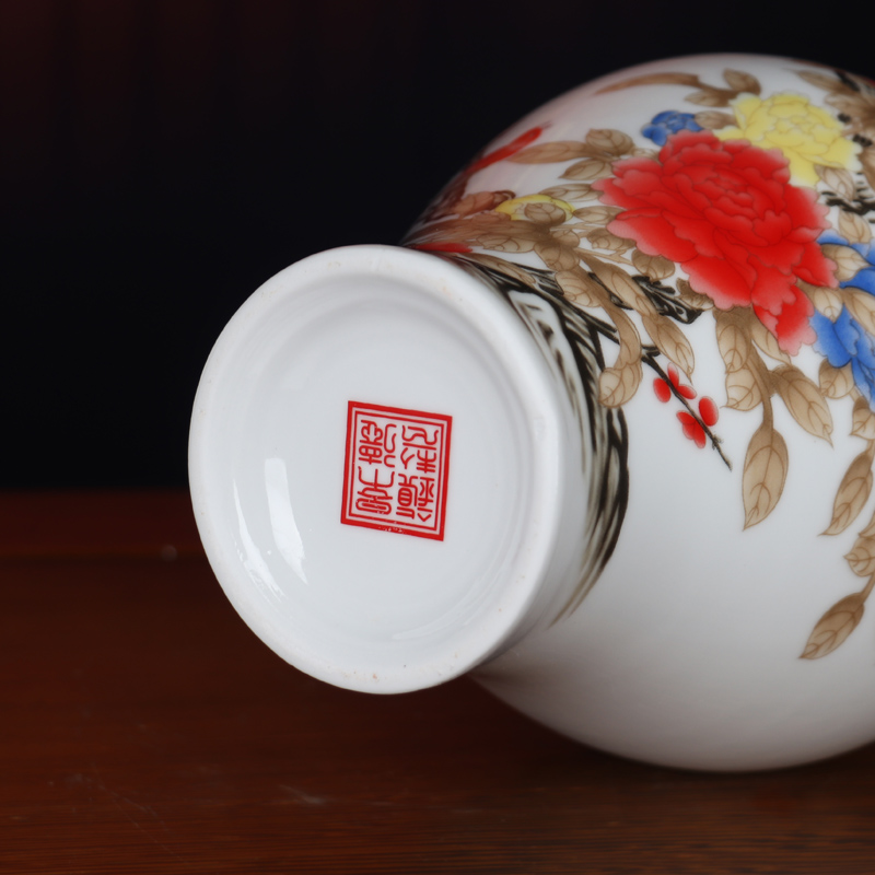 三件套花瓶摆件客厅插花景德镇陶瓷中式家居办公室干花装饰品 三维工匠 [插花瓶]安居乐业三件套高清大图