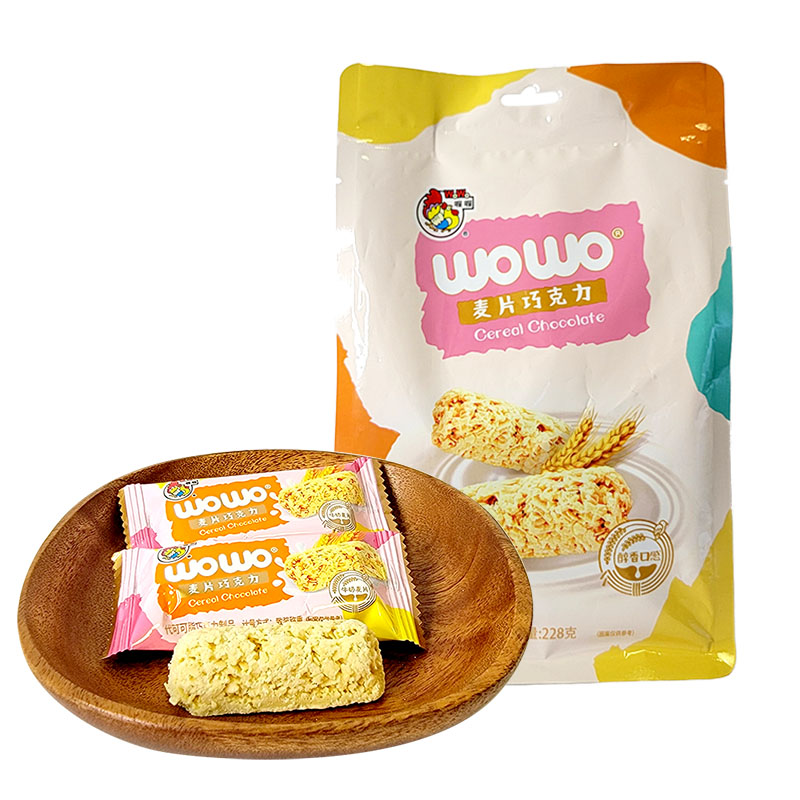 喔喔麦片巧克力袋装228g婚庆结婚喜糖年货休闲零食品(代可可脂)高清大图