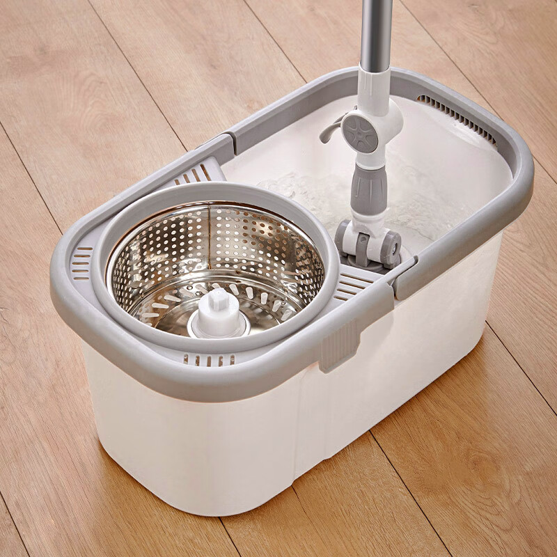 全格平板拖把免手洗家用一拖净懒人墩布企业 旋转拖把套装QJ103(2片装)高清大图