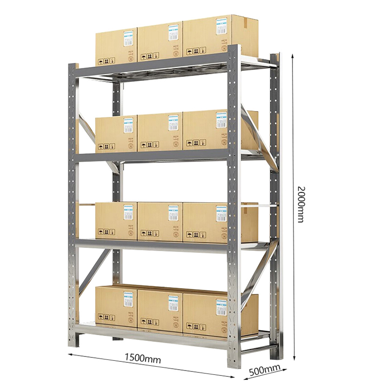 鑫金虎 304不锈钢1.5m货架承重300kg/层收纳置物架四层仓储超市货架1500*500*2000mm高清大图