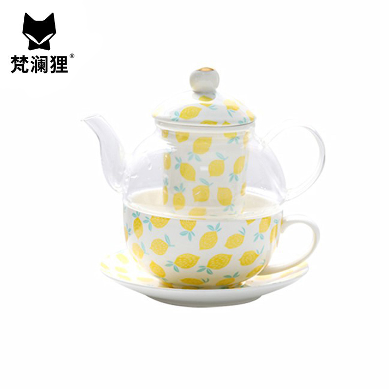 梵澜狸陶瓷花茶玻璃壶TA39 个高清大图