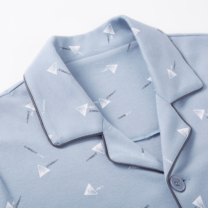 三枪家居服男士春秋睡衣舒肤棉翻领开襟男家居套81371