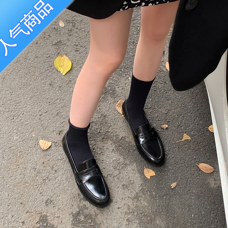 SUNTEKins 巨巨好穿~ 懒人鞋一脚蹬乐福鞋女复古小皮鞋极简平底单鞋高清大图