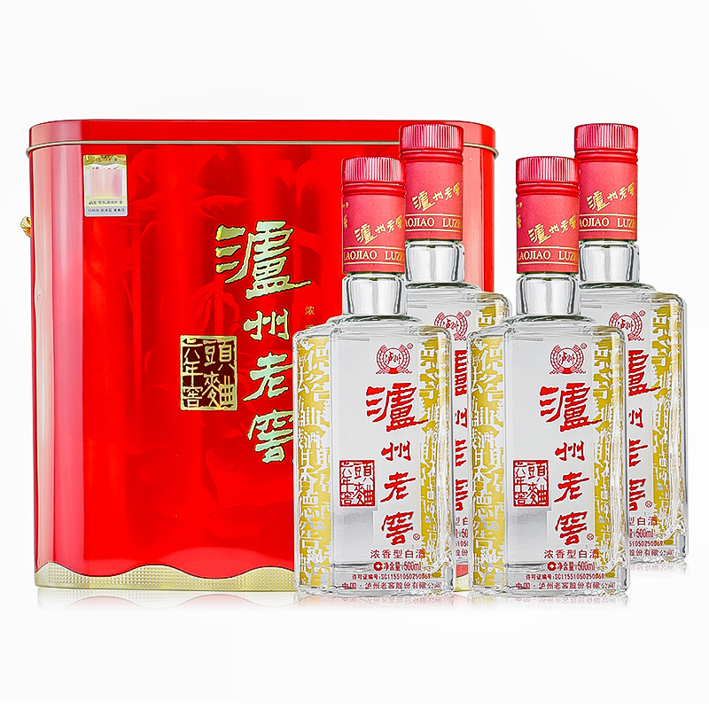 泸州老窖 六年窖头曲52度 500ml*4瓶浓香型白酒 铁盒量贩版礼盒版 2970