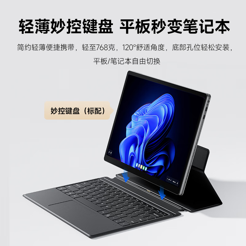 联想(Lenovo)生态 异能者 S130 二合一笔记本平板电脑 3K护眼全面屏办公16G+1T 自带键盘 Windows 11系统高清大图