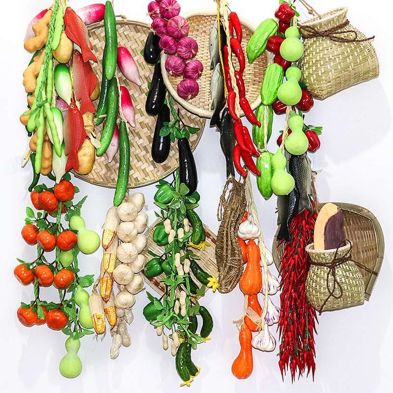 维诺亚仿真蔬菜水果挂串套餐假玉米大蒜辣椒农家乐饭店东北风格装饰挂件高清大图