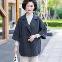 恒源祥中年妈妈秋装羊毛呢外套2024新款洋气中老年女春秋呢子大衣 3XL建议130-140斤 灰色