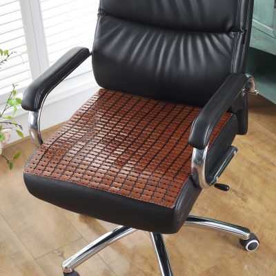 夏季麻将凉席坐垫办公室电脑椅子竹椅垫夏天透气屁股学生凳子坐垫 咖啡色牛筋坐垫 25*38CM