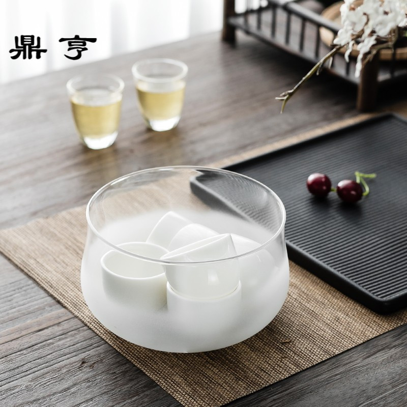 鼎亨耐热玻璃云雾茶洗 日式雾化磨砂玻璃杯洗建水茶具消毒锅茶道