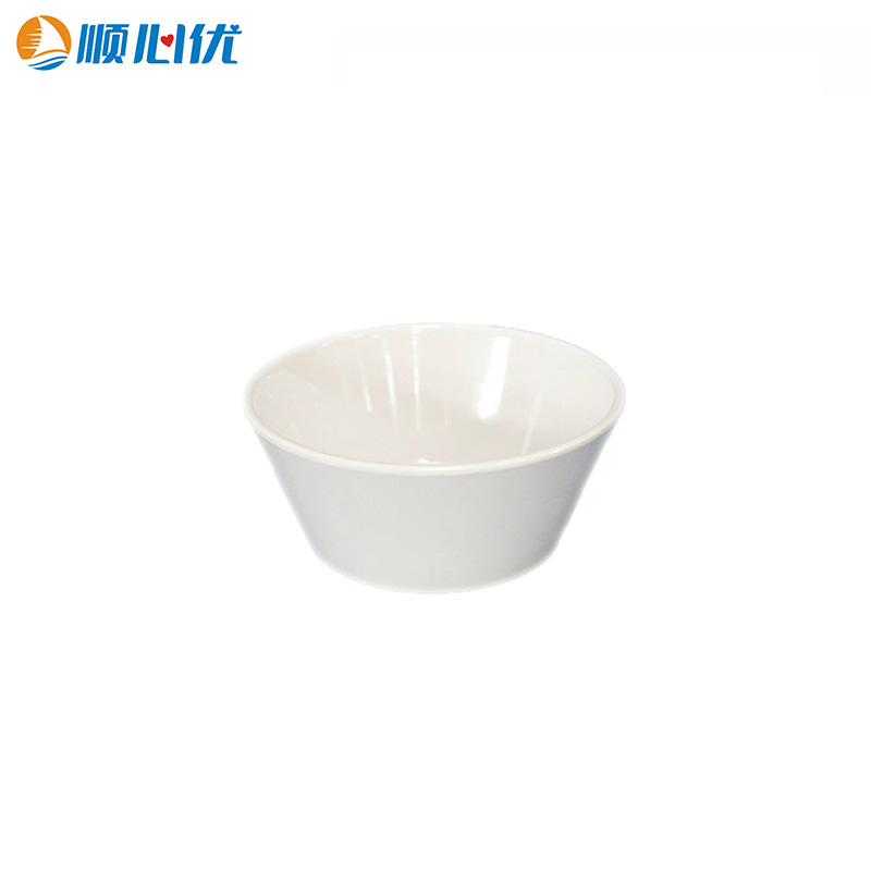 顺心优 耐高温白色纯密胺碗 企口碗5寸直径12.3cm/个高清大图