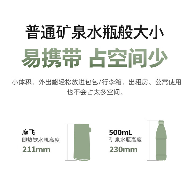 摩飞电器电热水壶便携式饮水机 差旅出行办公桌面自清洁即热式烧水壶泡奶冲茶热水器桶装抽水器3s速出热水MR6063高清大图
