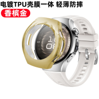 适用华为watch5保护壳华为手表5Pro防摔保护壳膜一体watch4Pro表盘全包软壳防刮46mm新款电镀高清3264 【金色】电镀TPU软壳 适用：华为watch5【42mm】