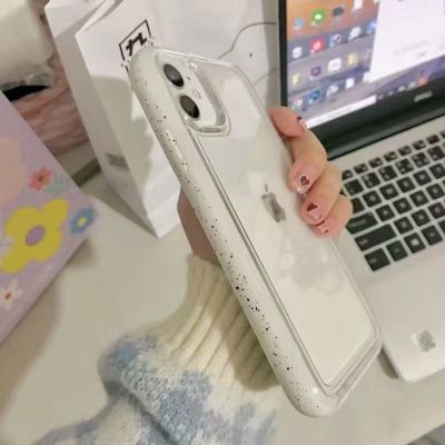 简约黑白喷漆边框iPhone12pro max苹果11手机壳x/xs防摔8p男女潮7 油漆点[白色边框] 苹果7/8/S