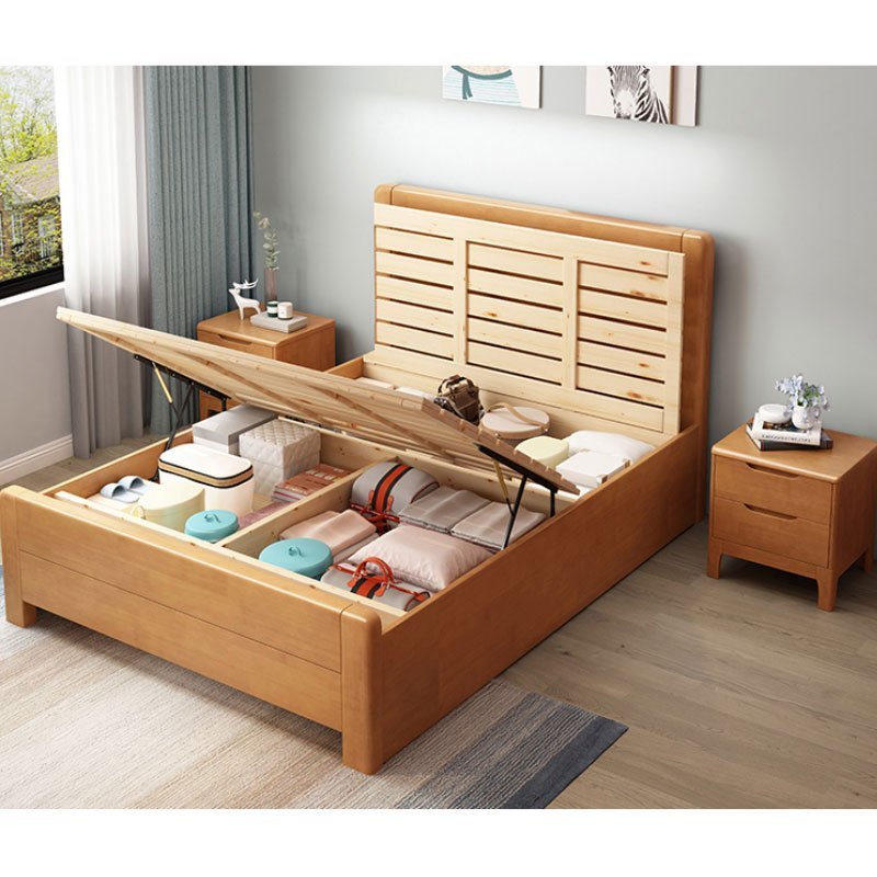 榭邦xb14181办公家具实木床榉木色18米气压床