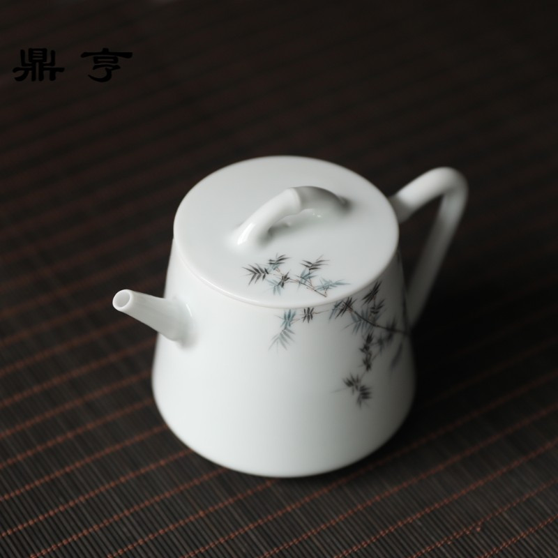鼎亨春泥手绘竹子茶壶玉泥陶瓷功夫茶具景德镇小茶壶日式急须功夫
