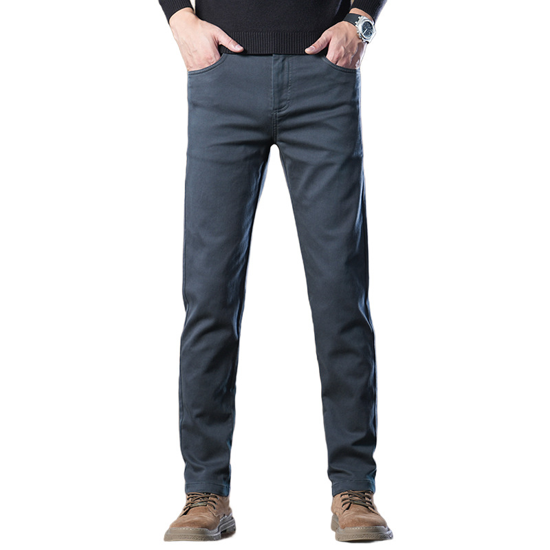 常规加绒可选男士休闲裤时髦百搭轻商务修身显瘦直筒裤男高清大图
