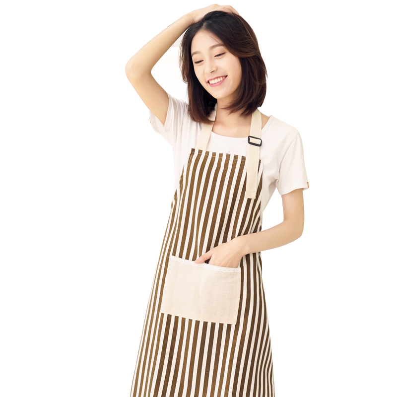 利得棉麻家居厨房时尚围裙烘焙工作服面包店半身
