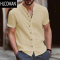 HLCOMAN特大码300斤夏季宽松复古纽扣棉麻衬衫男短袖设计感小众上衣潮牌
