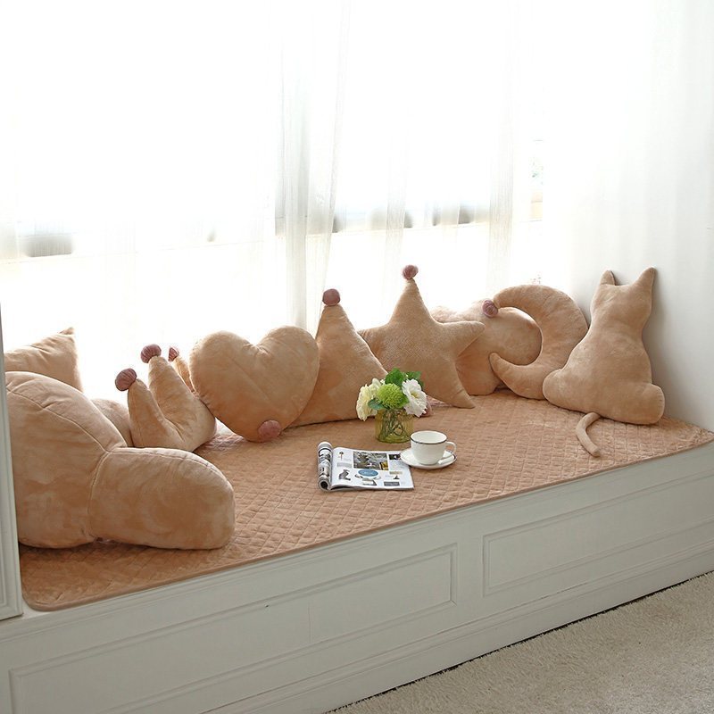 汐岩窗台垫毛绒套坐毯卧室阳台垫子北欧式榻榻米可机洗 ins暖绒-浅黄80*180cm