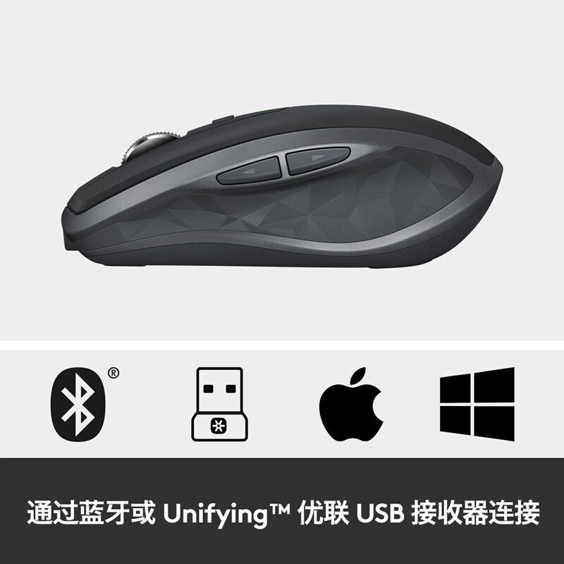 罗技(Logitech)MX Anywhere 2S 无线蓝牙鼠标 办公鼠标 优联双模 快速充电 儒雅黑.高清大图