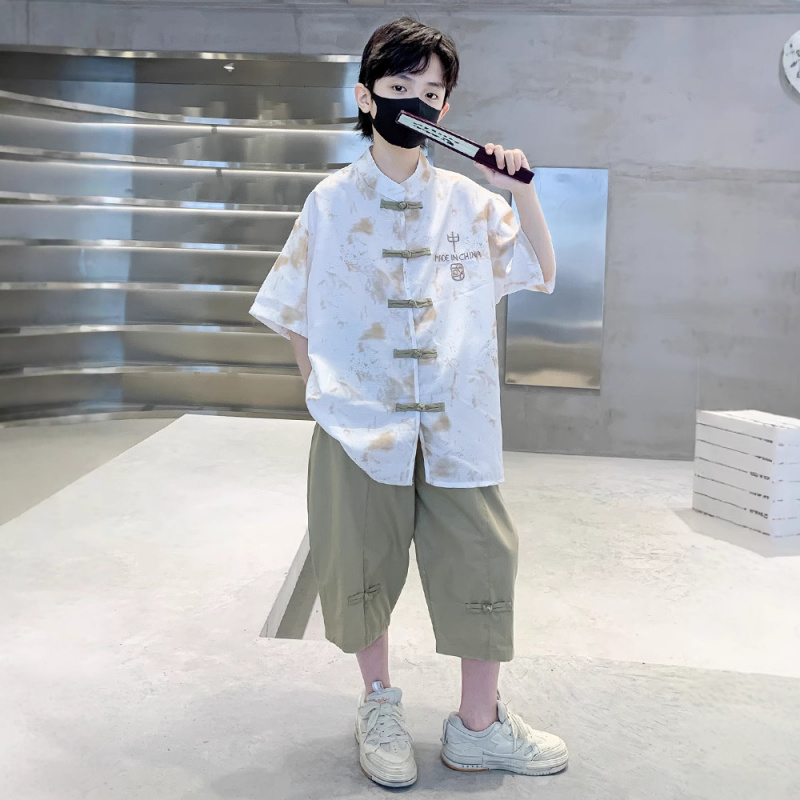 儿童装男童汉服夏装套装2025新款中国风短袖夏季中大童唐装男孩潮
