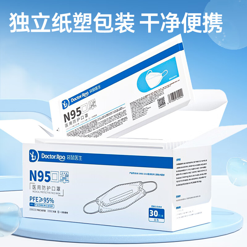 袋鼠医生医用防护口罩无菌型1只/袋 30袋/盒 40盒/箱高清大图