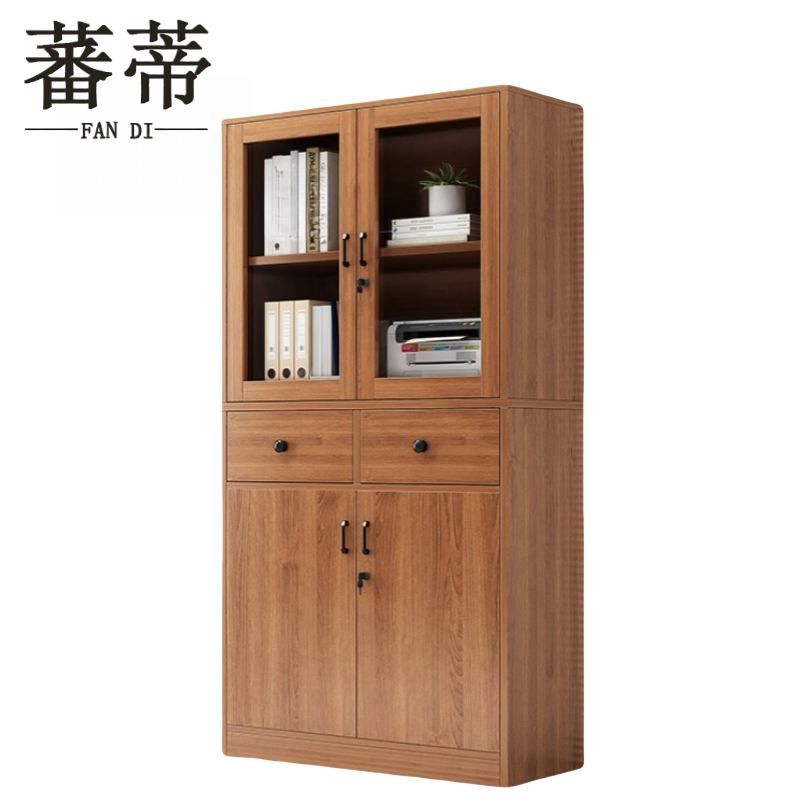 蕃蒂书柜四门二抽台高清大图