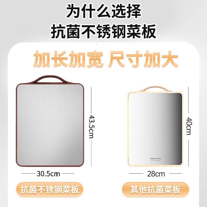 康巴赫抗菌菜板304不锈钢砧板双面菜板切菜板砧板案板防霉切菜板43*30cm高清大图