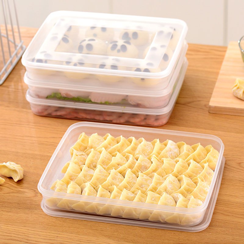 趣涉家居 水饺盒不分格速冻饺盒冰箱保鲜收纳盒密封冷冻饺子盒通用简约家居器皿饺子保鲜盒家用生活日用