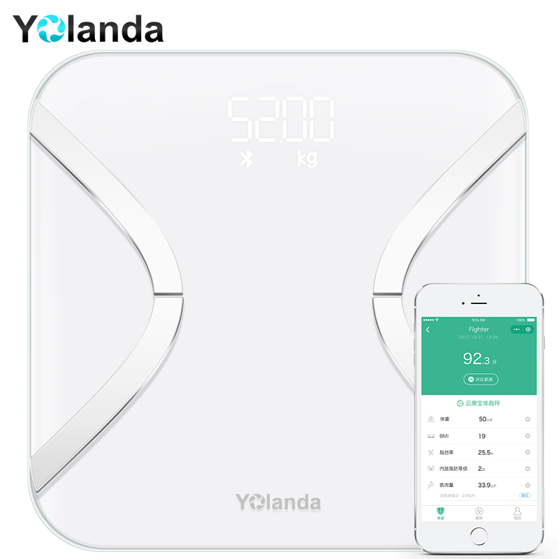 云康宝(Yolanda)智能体脂秤 华为智慧生活生态产品 电子秤 体脂称 可测心率 测体脂率 运动指导 家用体重秤