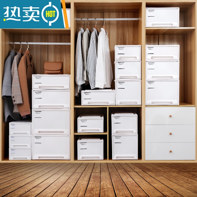敬平塑料收纳箱抽屉式衣物储物箱装衣服整理箱家用衣柜内衣收纳盒器高清大图