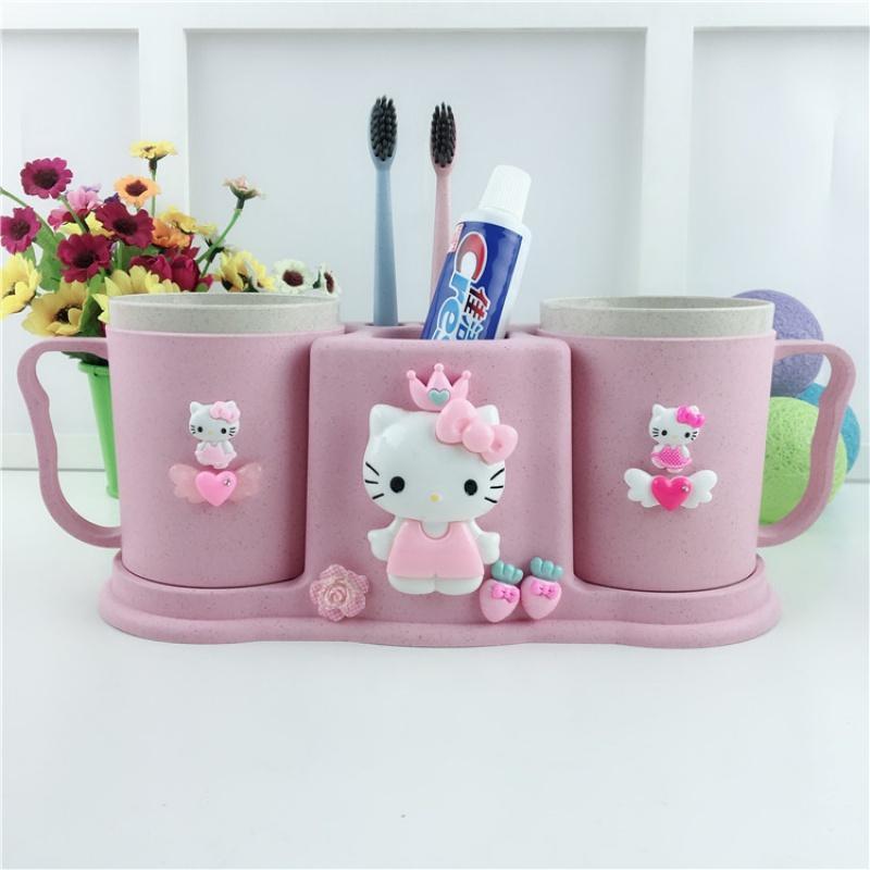 HelloKitty家用双人卡通洗漱杯漱口杯牙刷架套装情侣刷牙杯牙具