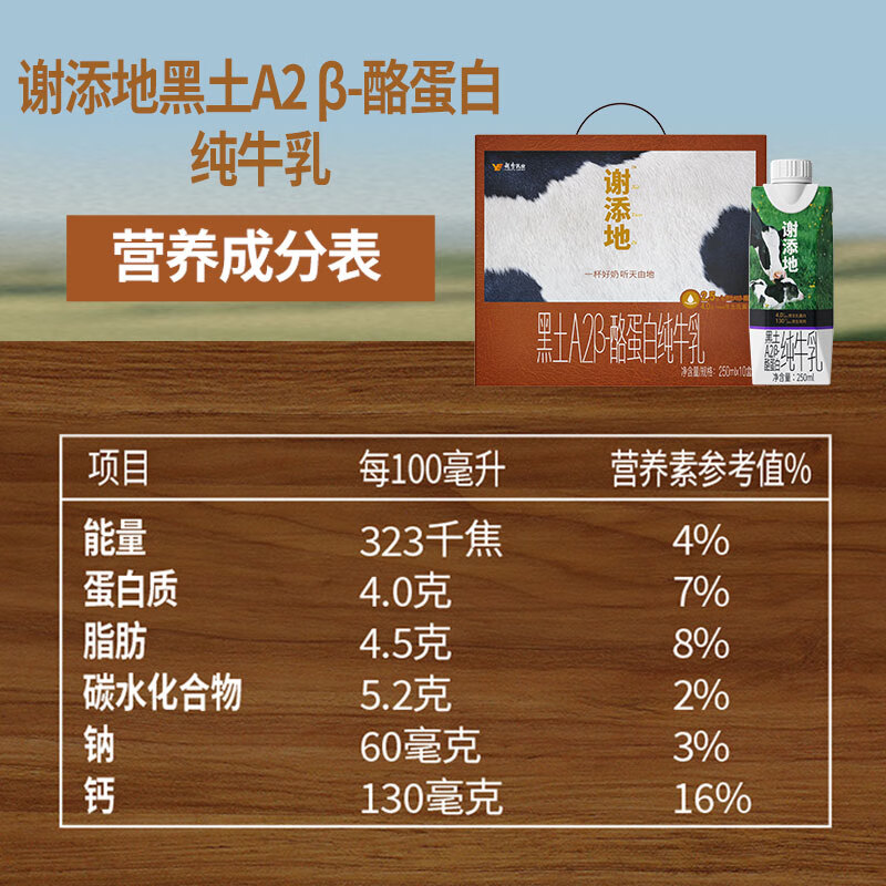 风行 谢添地黑土A2纯牛乳250mLx10盒箱高清大图