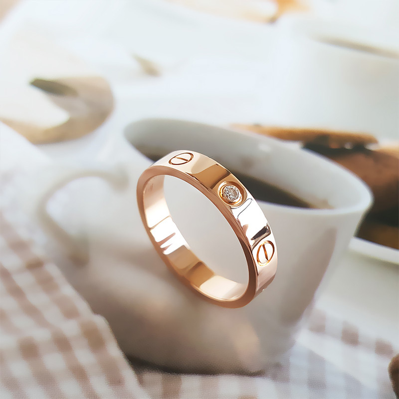 正品卡地亚cartier18k玫瑰金窄版单钻love戒指53号卡地亚love戒指