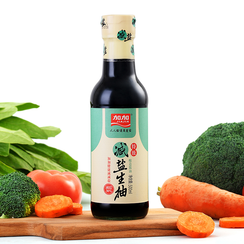 加加 特级减盐生抽 500ml 薄盐酱油 酿造酱油 减盐30% 滋味醇厚 生抽 优质大豆 酱油 调味品