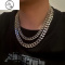 JiMi双面拉丝古巴项链男嘻哈女短同款磨砂刻字 cuban link 锁骨链
