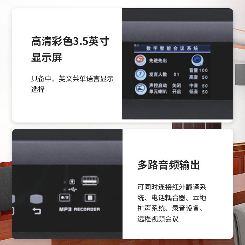 润普Runpu 国产化手拉手系统RP-YS6665(1+4)专业有线手拉手麦克风工程会议话筒桌面鹅颈麦一拖四高清大图