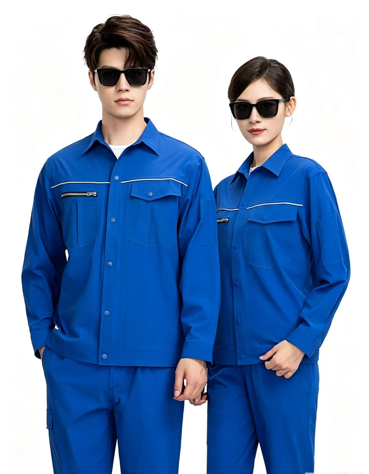 路安保夏季长袖工作服XH-S801套装耐磨速干套高清大图