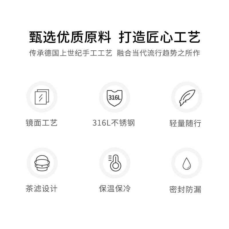 德国爱慕莎(emsa)纤巧少女心ins原宿风可爱仙女水杯简约保温杯女便携学生迷你可爱316不锈钢水杯男大容量茶杯滞销处理