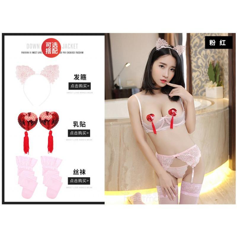 性感挑逗夫妻情趣内衣女带袜聚拢透明式开档丝袜ol制服激情套装