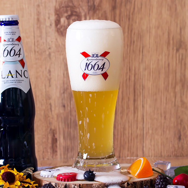 Kronenbourg1664法国凯旋克伦堡啤酒11.4度法式白啤酒柑橘味果酒低度微醺女士酒国产330ml*6瓶装