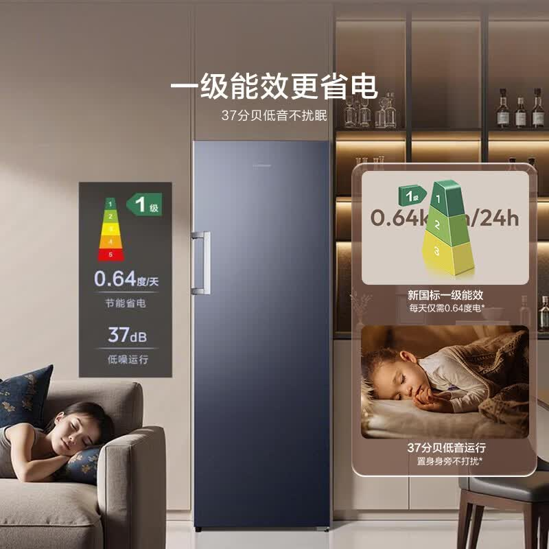 海信大薄荷290升立式家用冷柜变频小冰箱深冷速冻一级能效省电风冷无霜BD-290S3LNKQD国家补贴高清大图