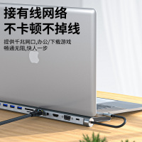 晶华 Type-C扩展坞USB-C转HDMI/VGA/千兆网口/分线器苹果雷电华为笔记本电脑带音频转换器十一合一N835