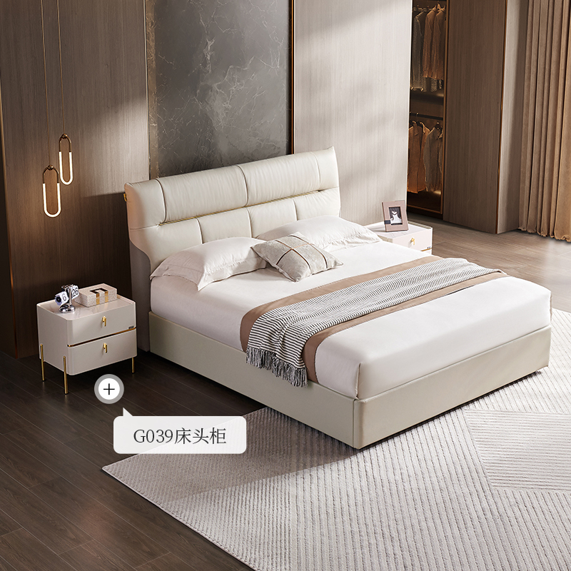 芝华仕cheers芝华仕现代极简真皮艺床轻奢简约主卧室双人床头软包储物