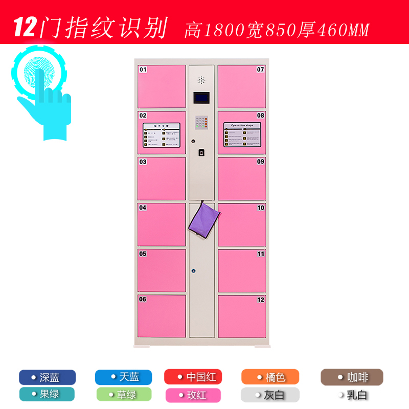 DXBG超市电子存包柜智能储物柜商场寄存柜红外条码刷卡密码手机存放柜储物 12门指纹